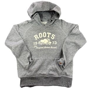 Roots Salt Pepper Kanga Hoodie Pullover Beaver Logo Gray L Sweatshirt